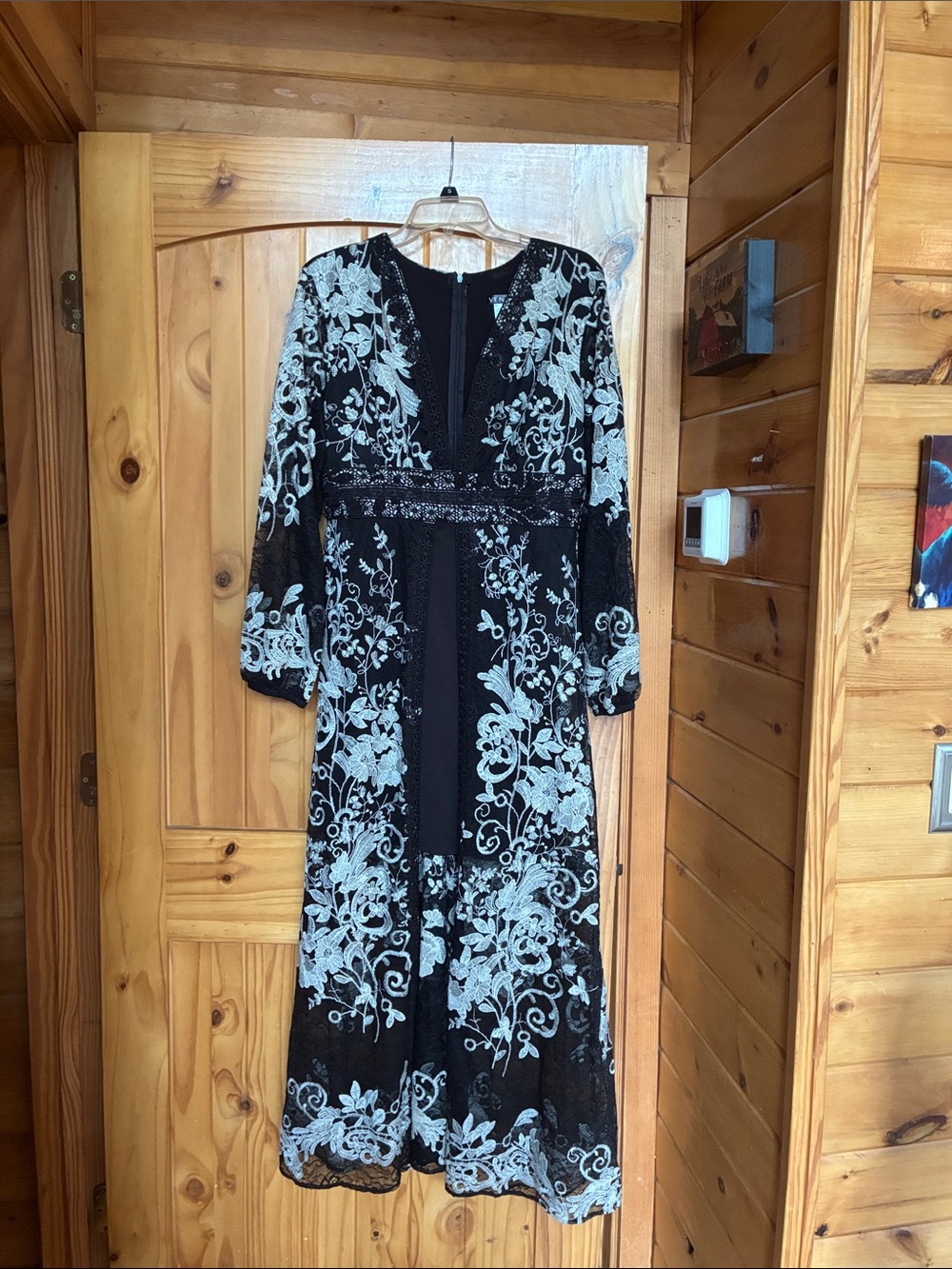 Embroidered lace over min duster kimono dress